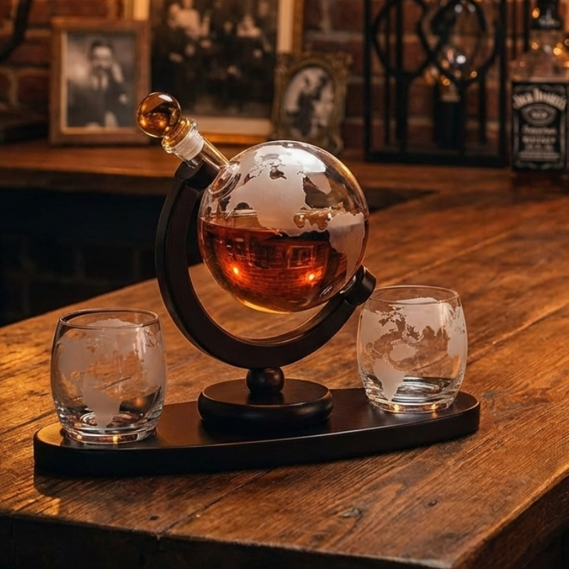 GlobeMaster Kristal Viski Dekantör Seti